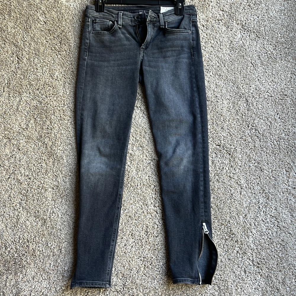 Rag & Bone Cate Mid-Rise Ankle Skinny Grey Color EUC Size 25